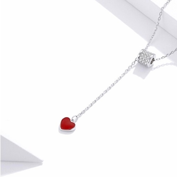 925 Sterling Silver Pendant Heart Necklace - Picture 2 of 5